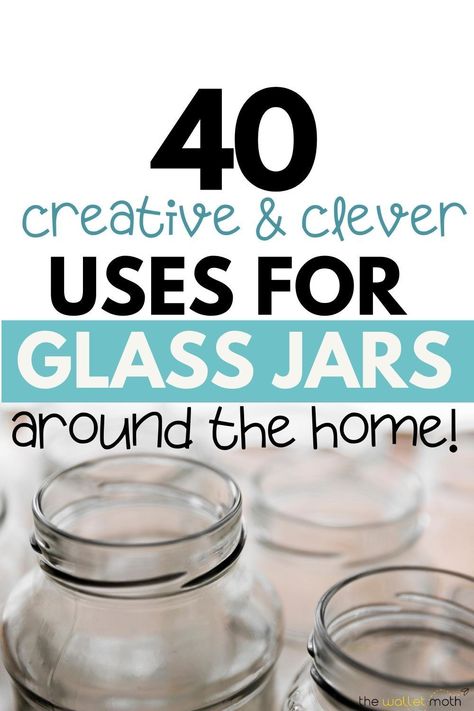 Clever and Creative uses for Glass Jars around the home! Great Frugal living tips ideal for Frugal Homeowners. How To Use Old Glass Jars, Up Cycling Glassware, Craft Ideas With Glass Jars, Uses For Glass Jars With Lids, Uses For Large Glass Jars, Glass Coffee Jars Diy Crafts, Recycled Glass Jars Ideas, Repurpose Jars Diy Projects, Glass Jar Repurpose Ideas