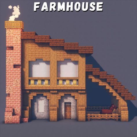 Minecraft farmhouse! Tutorial on my YouTube! Minecraft Farmhouse, Ninetales Pokemon, Minecraft Building Guide, Minecraft Structures, Bangunan Minecraft, Minecraft House Plans, Minecraft Farm, Minecraft Cottage, Easy Minecraft Houses