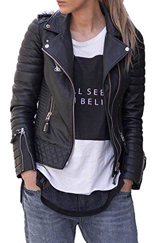 Skylona Leather Jacket Women¡¯s Stylish Motorcycle Biker 34 Coats Fashion, Moto Biker Jacket, Best Leather, Lambskin Leather Jacket, Women Jackets, Real Leather Jacket, Biker Leather, Leather Jacket Black, Denim Jacket Women