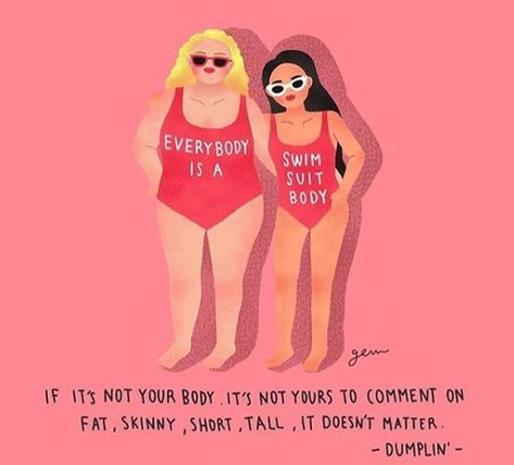 Every body is a swimsuit body 💕 #dumplin #bodypositivity #bodypositive Positive Memes, Body Image Art, Swimsuit Body, Body Positive Quotes, Body Positivity Art, Happy Week End, Body Acceptance, Positive Body Image, Body Confidence