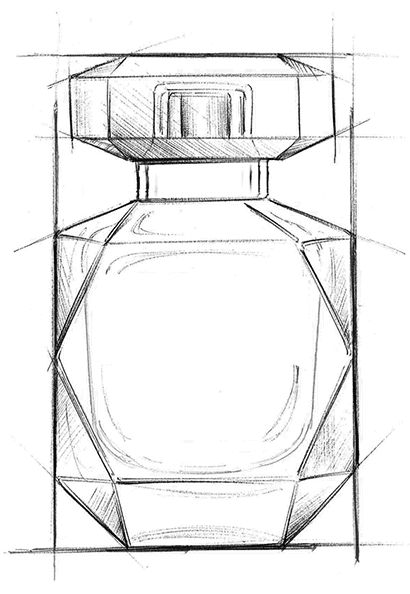 Step 2: The body emerges Perfume Sketch Design, Perfume Drawing Sketches, Perfume Bottle Drawing, Perfume Sketch, Perfume Drawing, Object Drawings, Objects Drawing, Embroidered Wedding Dresses, Pencil Sketches Easy