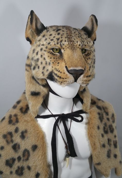 synthetic leopard headdress Jaguar Headdress, Jaguar Costume, Wolf Headdress, Wolf Mask, Art Outfits, Arte Robot, Animal Masks, Fantasy Costumes, Fantasy Clothing