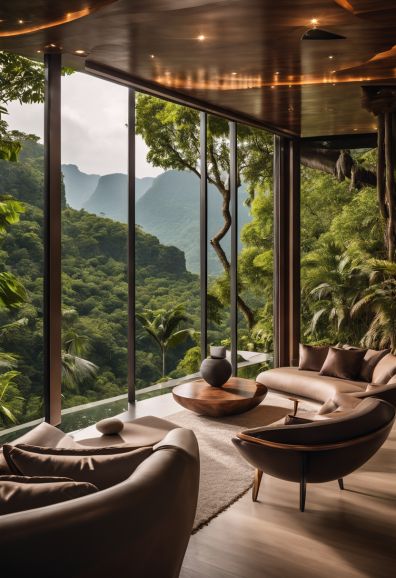 Jungle, Huge luxury living Room Dream Airbnb, Serene Bathroom, Tropical Architecture, Stone Architecture, Green Architecture, Tropical House, Japanese Interior, Earthship, Green Interiors