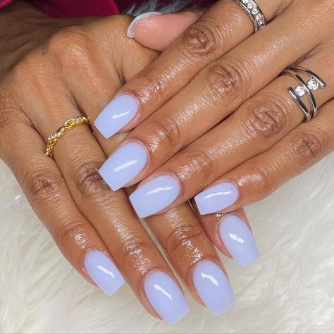 Pastel Powder Dip Nails, Short Periwinkle Nails, Powder Blue Gel Nails, Nail Dip Powder Colors, Pastel Dip Powder Nails, Perrywinkle Nails Prom, Pastel Dip Nails, Gel Nail Colours, Pastel Blue Dip Nails