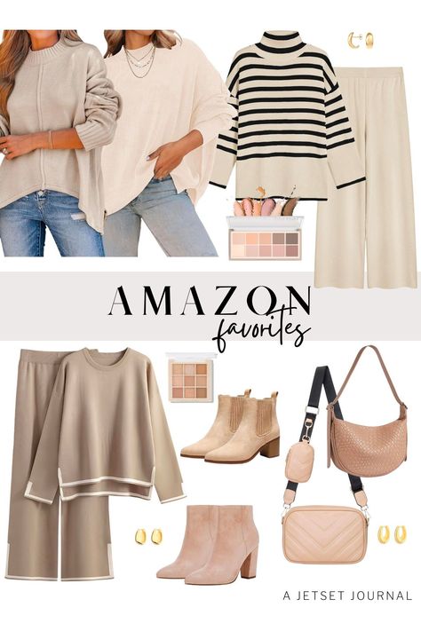 Lounge sets, sweaters, and accessories. Can you name a more perfect roundup? Shop these bestselling Amazon finds that you’re sure to love! Who says comfy needs to be boring These lounge sets are so luxurious and elevated, you can totally leave the house in them. The wide leg pants are so in right now and give it that updated look. I’m a big fan of the hemline detailing, it gives it that added dimension and looks so chic. Elevated Loungewear Outfits, Classy Loungewear Outfit, Comfy Work From Home Outfits, Lounge Set Outfit, Classy Loungewear, Must Have Accessories, Loungewear Outfit, Casual Weekend Outfit, Comfy Casual Outfits