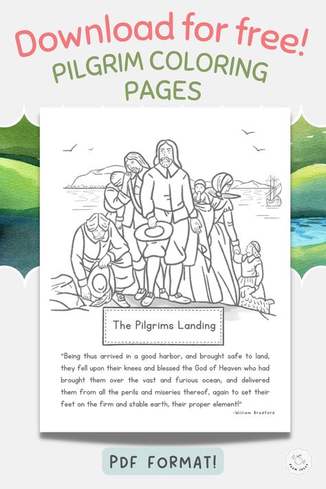 History Of Thanksgiving For Kids, Pilgrims Progress Activities For Kids, Pilgrim Coloring Pages, Pilgrim Activities, History Coloring Pages, Pilgrims Progress, Pilgrim Life, Pilgrim Fathers, William Bradford