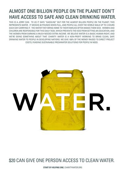 charity:water Charity Water, Water Poster, Water Logo, Clean Drinking Water, Water Projects, Safe Drinking Water, Jerry Can, Social Enterprise, Good Cause