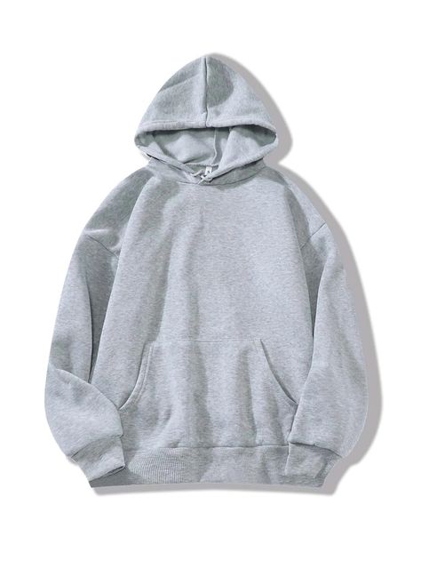 SHEIN EZwear Solid Kangaroo Pocket Thermal Lined HoodieI discovered amazing products on SHEIN.com, come check them out! Plain Grey Hoodie, Hoodie Gris, University Outfit, Women Sweatshirts, Gray Hoodie, Lined Hoodie, Gray Sweatshirt, Basic Grey, Gray Sweater