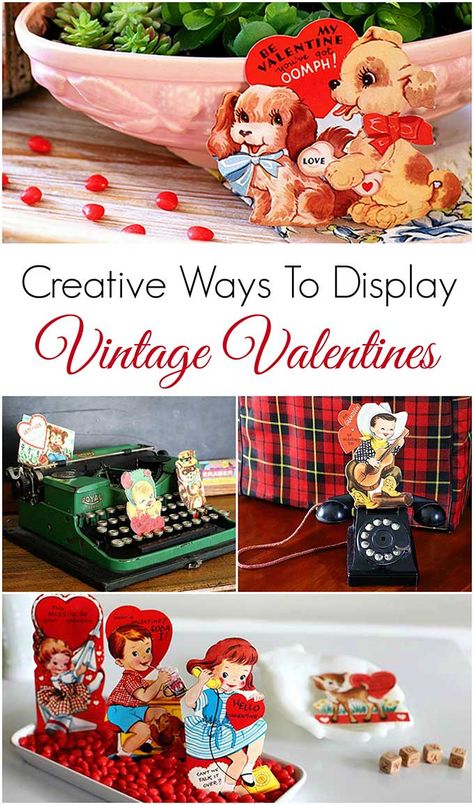 Creative ways to display your vintage valentine collection! Vintage Valentine Crafts Ideas, Mantel Decorating Ideas With Tv, Homemade Valentine Boxes, Valentine Ephemera, Valentines Dance, Valentine Board, Vintage Valentine Crafts, Mantel Decorating Ideas, Valentine Card Crafts