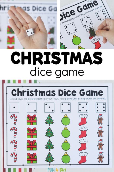 Christmas Rhyming, Christmas Dice Game, Preschool Christmas Games, Kindergarten Christmas Party, Christmas Math Games, Game For Preschool, Rhyming Games, Printable Math Games, Christmas Math Activities