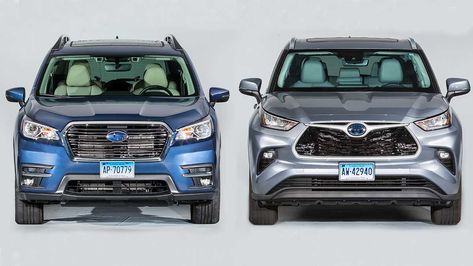 Face-Off: Subaru Ascent vs. Toyota Highlander - Consumer Reports Subaru Ascent, Toyota Highlander, S Car, Face Off, Car Care, The Battle, Subaru, Are You The One, The Row