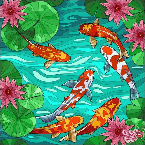 Art Shed, Koi Art, Carpe Koi, Art Painting Gallery, Pop Art Painting, Design Competitions, Amazing Art Painting, Fish Art, Water Lilies