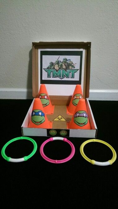 Ninja Turtles Party Games, Ninja Turtle Party Activities, Ninja Turtle Games For Party For Kids, Ninja Turtle Birthday Party Games, Ninja Turtles Birthday Party Games, Ninja Turtle Birthday Games, Tmnt Decoration Ideas, Tmnt Themed Party, Ninja Turtles Birthday Party Ideas Games