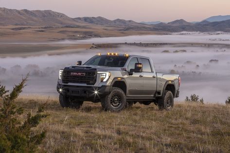 The biggest GMC pickup wears 35-inch tires, a suspension lift, and snazzy Multimatic dampers. 2024 Gmc 2500 At4, At4x Aev, Gmc Diesel, Nissan 300zx Turbo, Gmc 2500, Gmc Sierra 2500hd, Gmc Sierra 2500 Hd, Duramax Diesel, Gmc Pickup