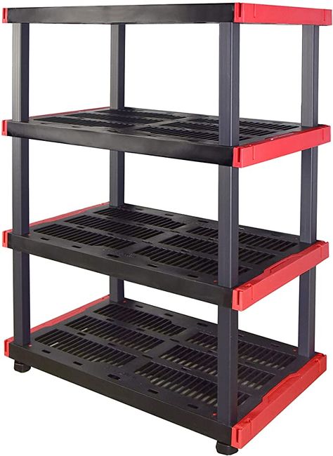 Plastic Shelving Units, Wood Shelving Units, Storage Shelving, Plastic Shelves, Garage Shelf, Space Organizer, Diy Landscaping, Seed Starting, Garage Storage