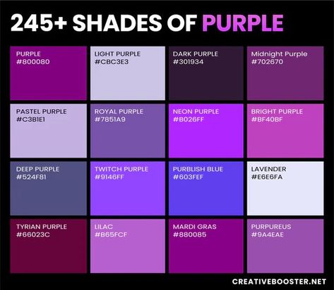 Colors – tagged "Color Shades" – Page 8 – CreativeBooster Purple Color Names, Graphic Design Freebies, Logo Design Mockup, Colours That Go Together, Dream Logo, Professional Graphic Design, Color Pallete, Color Meanings, Logo Diy