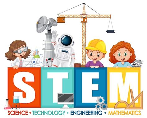 Stem education logo banner with kids car... | Free Vector #Freepik #freevector #stem #stem-education #primary #math-logo Stem Logo, Math Logo, Stem Posters, Education Clipart, Logo Online Shop, Kids Cartoon Characters, Steam Education, Logo Banner, Logo Graphic Design