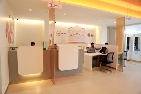 I-AM builds localisation across AU Small Finance Bank branches Customer Service Design Interior, Small Bank Interior Design, Customer Service Office Design, Finance Office, Bank Interior Design, Bank Interior, Bunk Bed Rooms, Banks Office, Hospital Pharmacy