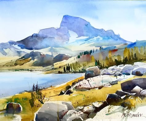 Watercolor Art Mountains Landscapes, Watercolour Inspiration Landscape, Abstract Watercolor Mountains, Watercolour Mountains Landscapes, Wilderness Watercolor, Mountain Scape Watercolor, Milind Mulick Watercolors, Milind Mulick, Painting Concepts