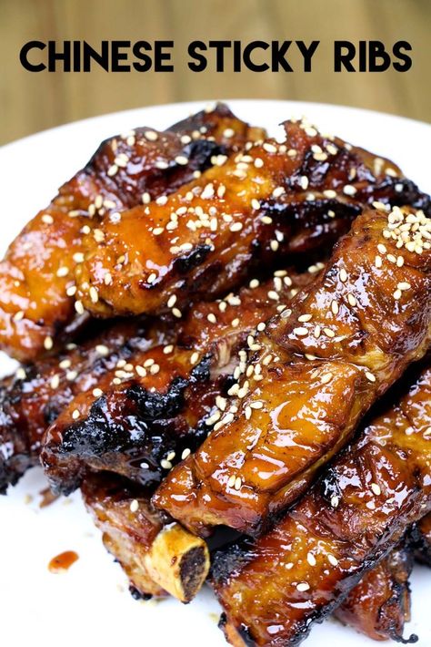 Chinese Style Sticky Ribs Recipe & Video Sticky Ribs Recipe, Asian At Home, Chinese Delicacies, Chinese Ribs, Doenjang Recipe, Chow Fun Recipe, Riblets Recipe, Sticky Ribs, Seonkyoung Longest