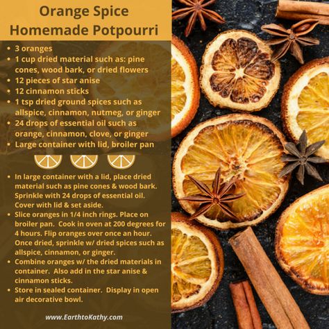 Orange Spice Homemade Potpourri – Earth to Kathy Dried Oranges Witchcraft, Witch Info, Simmer Pots, Homemade Potpourri, Dried Potpourri, Witch Kitchen, Stove Top Potpourri, Easy Homemade Christmas Gifts, Harvest Fest