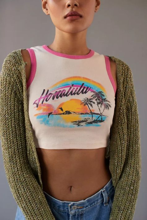 Urban Outfitters Tank Top, Color Mask, Camo Skirt, Long Sleeve Wrap Top, Satin Long Sleeve, Pink Fits, Honolulu, Cropped Hoodie, Cropped Tank Top