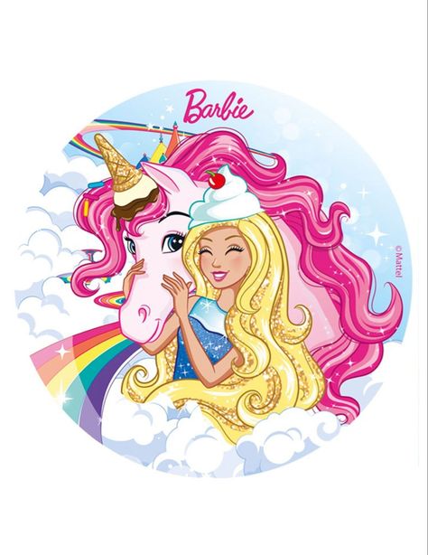 Unicorn Barbie, Barbie Birthday Cake, Barbie Theme Party, Unicorn Images, Barbie Cartoon, Unicorn Pictures, Barbie Images, Peppa Pig Party, Barbie Theme