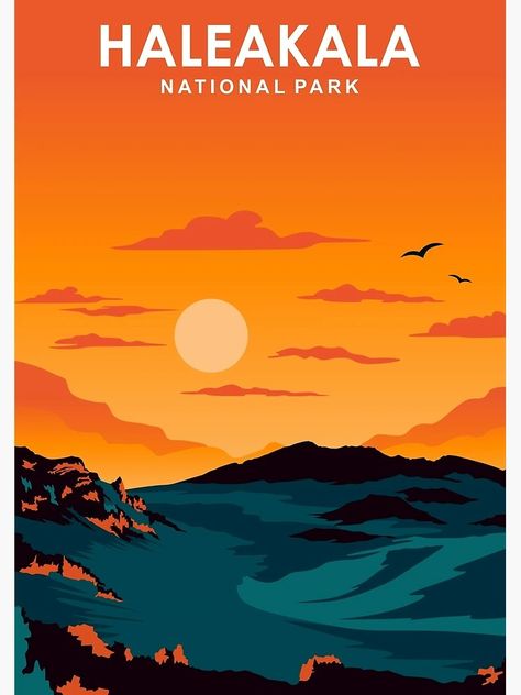 "Haleakala national park hawaii travel poster" Poster for Sale by Jorn van Hezik | Redbubble Haleakala National Park, Vintage Poster Design, National Park Posters, Park Art, Take A Hike, Poster Poster, Hawaii Travel, Travel Poster, Sunrise Sunset