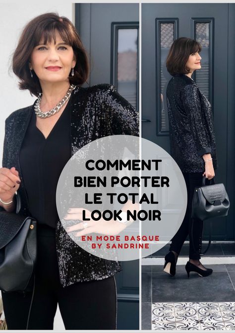 Total look noir @charlottfrance - Conseils mode femme plus de 50 ans Pantalon Noir Outfit, Trendy Fall Outfits, Total Look, Trendy Fall, Fall Outfits, Porter, Fashion Outfits, Black, Autumn Outfits