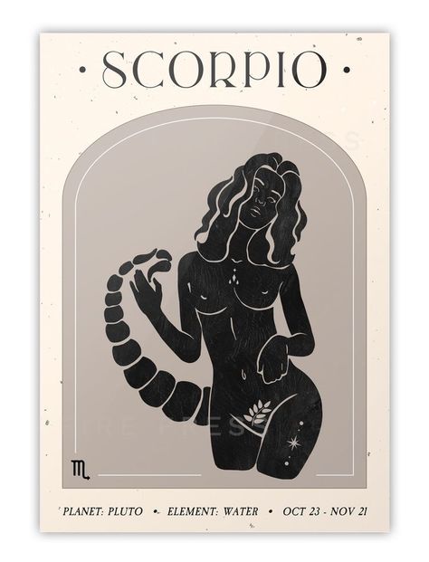 Zodiac Quotes Scorpio, Scorpio Art, Astrology Scorpio, Scorpio Women, Zodiac Poster, Illustrated Poster, Coffee Artwork, Horoscope Tattoos, Scorpio Traits