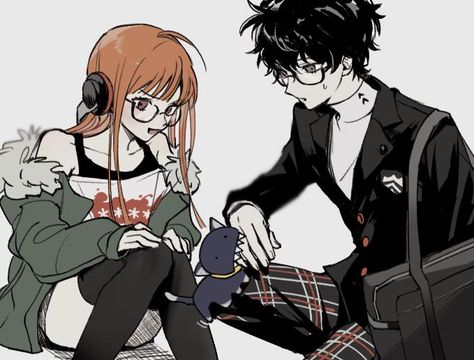 Persona 5 Joker X Futaba Matching Icons, Futaba And Joker Siblings, Persona 5 Joker And Futaba, Futaba Sakura And Joker Matching Icons, Ren And Futaba Matching Icons, Futaba Matching Pfp, Futaba And Joker Matching Icon, Futaba Sakura And Joker, Ren X Futaba