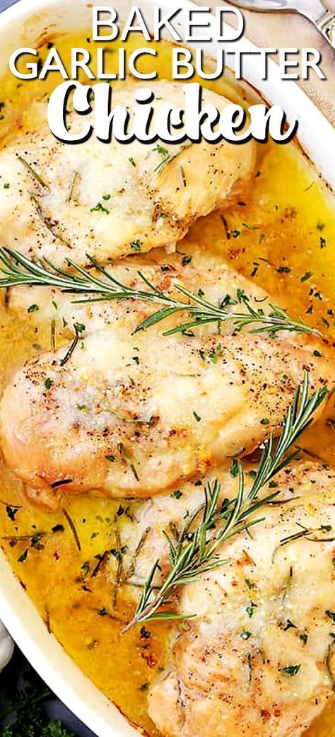 Baked Garlic Butter Chicken, Delicious Chicken Dinners, Ground Beef Stroganoff, Garlic Chicken Recipes, Diner Recept, Garlic Butter Chicken, Baked Garlic, Quick Chicken, Fresh Rosemary