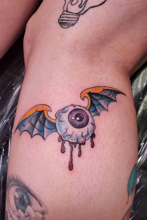 Eyeball Bat Tattoo, Eyeball Wings Tattoo, Small Eyeball Tattoo, American Traditional Eyeball Tattoo, Flying Eye Tattoo, Eyeball With Wings Tattoo, Cat Butthole Tattoo, Eye Wings Tattoo, Traditional Eyeball Tattoo