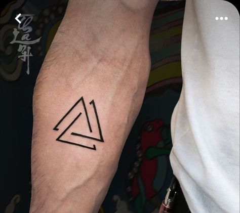 Men Triangle Tattoo, Triangle Tattoos Men, Tattoo Ideas For Men Small Arm, Tricep Tattoo Men Simple, Small Geometric Tattoo Men, Small Arm Tattoos For Guys Forearm, Mens Small Tattoo Ideas Unique, Mens Simple Tattoos, Small Christian Tattoos For Men