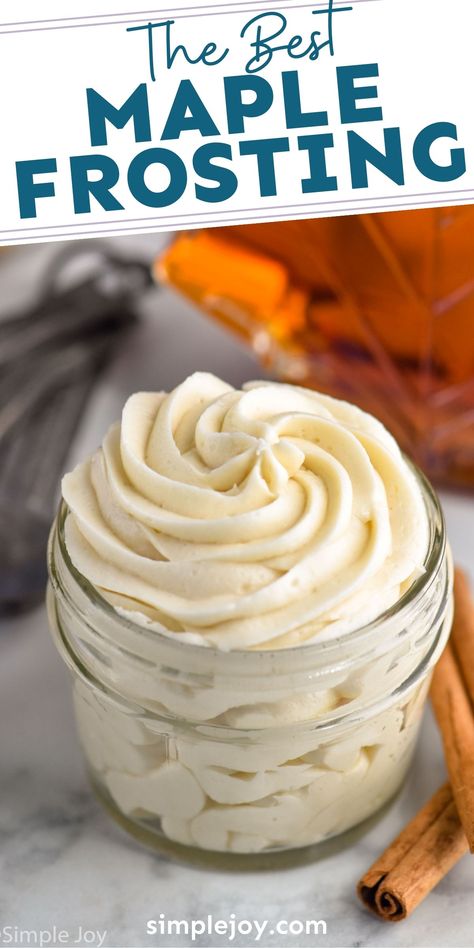 Maple Bourbon Frosting, Maple Frosting For Cupcakes, Maple Syrup Frosting Recipe, Maple Frosting Cupcakes, Maple Pecan Frosting, Maple Butter Cream Frosting, Fluffy Maple Frosting, Maple Syrup Cream Cheese Frosting, Pumpkin Cupcakes With Maple Frosting