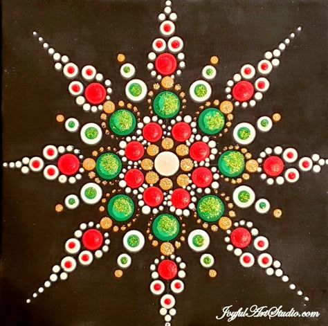 Mandela Dot Christmas Ornaments, Dot Painted Snowflakes, Mandala Dot Ornaments, Snowflake Dot Mandala, Snowflake Dot Painting, Dot Mandala Patterns Simple, Dot Painting Christmas, Christmas Dot Painting, Christmas Mandala Art