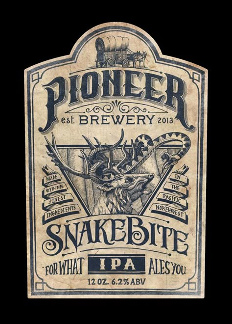 PIONER Inspiration Typographie, Beer Label Design, Etiquette Vintage, Halloween Labels, Beer Logo, Vintage Packaging, Beer Packaging, Beer Design, Vintage Lettering