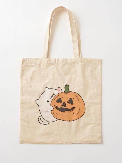 Halloween Totes, Halloween School Tote Bags, Kawaii Cat Design Tote Bag, Cute Cat Design Tote Bag, Trendy Halloween Tote Bag, Ghost Tote Bag, Cats Tote Bag, Painted Tote, Pumpkin Jack