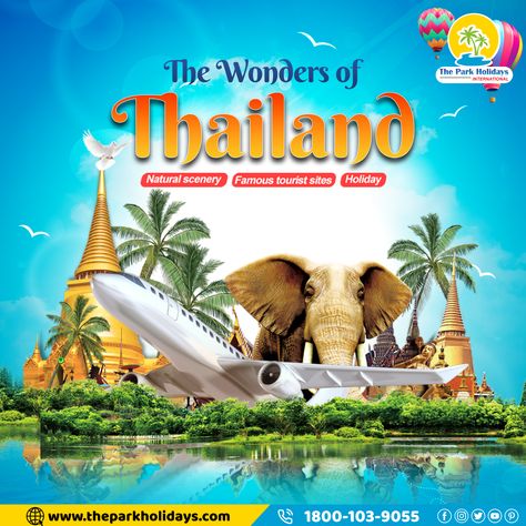 Thailand Travel Poster, Travel Advertising Design, Travel Brochure Design, Motorcycles Logo Design, Thailand Tour, Thailand Tourist, Fly Air, Travel Advertising, Travel Poster Design