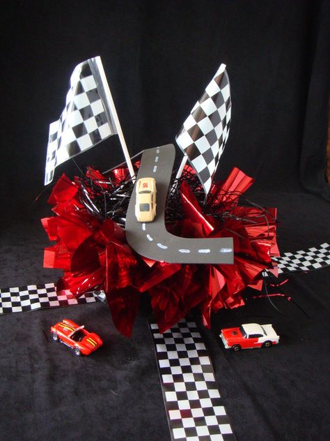 Image result for race track elementary school theme Race Track Centerpieces, Racing Theme Graduation, Nascar Centerpiece Ideas, Racing Centerpiece Ideas, Race Car Centerpiece Ideas, Fundraiser Centerpieces, Car Centerpieces, Race Theme, Gala Fundraiser