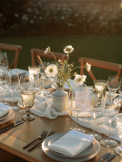 We absolutely love how our Gray and Clear Bari glassware complement each other at this beautiful golden hour reception. Mixing glassware can add a personalized and unique touch to your table settings, creating a memorable ambiance for your event. Wine And Water Glass Table Setting, Mismatched Glassware, Glassware Wedding, Wedding Glassware, Walking Down The Aisle, Bari, Glass Table, Wedding Theme, Golden Hour