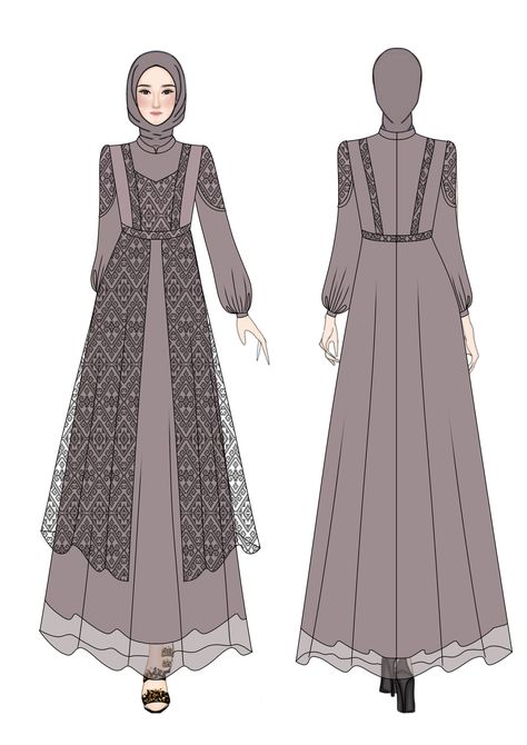 New Model Dress For Muslim, Desain Dress Muslim, Dres Muslim, Sketsa Dress, Model Baju Hijab, Abaya Dress Muslim, Model Dress Batik, Dress Muslim Modern, Batik Dress Modern