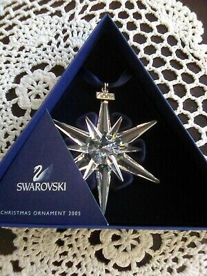 (eBay) Swarovski 2005 Christmas star Annual Edition Snowflake Ornament Display Swarovski Ornaments, Swarovski Christmas Ornaments, Elegant Star-shaped Brooches For Gifts, Swarovski Christmas Tree, Swarovski Ornaments, Swarovski Snowflake, Silver Chistmas Stars For The Tree, Swarovski Christmas, Crystal Christmas