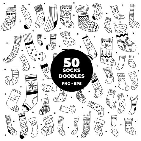 Socks Clipart, Doodle Clipart, Doodle Png, Planners Stickers, Printable Party Decorations, Web Graphic Design, Crafts Projects, Christmas Socks, Illustration Character Design