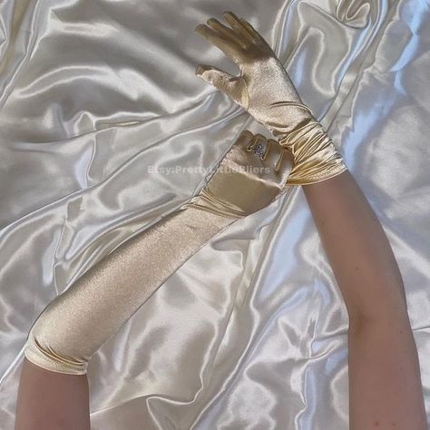 Heartless Curls, Gloves Aesthetic, Silk Gloves, Satin Gloves, Dress With Gloves, Gold Gloves, Elegant Gloves, Formal Gloves, Golden Colour