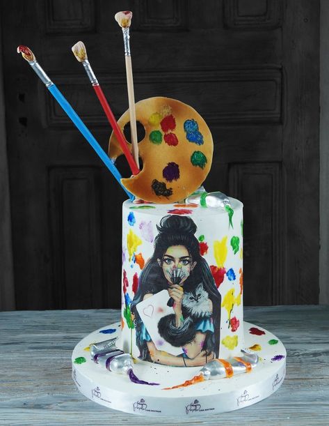 Cake For Painter Artists, Painter Cake Ideas, Painter Cake, Drawing Cake, Artist Cake, Chocolate Cake Designs, Birthday Cakes For Teens, The Artist's Way, Painted Clothes Diy