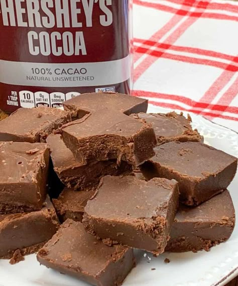 Hersey Cocoa Fudge Recipe, Homemade Fudge With Cocoa Powder, Easy Fudge Recipe With Cocoa Powder, Fudge Recipes With Cocoa Powder, Hershey Chocolate Fudge Recipe, Fudge With Cocoa Powder, Hershey Cocoa Powder Recipes, Hershey Fudge Recipe, Cocoa Powder Fudge Recipe