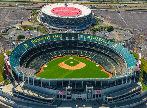 Oakland Athletics 1968-... | Oakland Coliseum, Oakland CL Mlb Stadium, Vision 2023, Oakland Coliseum, Mlb Stadiums, Nfl Stadiums, Baseball Park, Stadium Design, Night Drive, Baseball Stadium