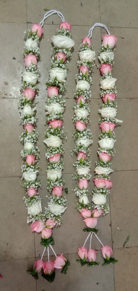 Var Mala Designs, Pelli Dandalu For Marriage, Orchid Garland Wedding Indian, Orchid Varmala Indian Weddings, Var Mala Indian Weddings, Rose Garland Wedding Indian, Rose Garlands Wedding Indian Flower, Orchid Varmala, Latest Varmala Designs