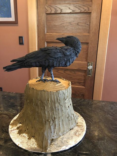 Raven crow cake | Lisa Scranton | Flickr Crow Cake, Ravens Cake, Crow Party, Poe Poetry, Gothic Cake, Thematic Cake, Crochet Baby Blanket Free Pattern, Black Birds, Harvest Recipes